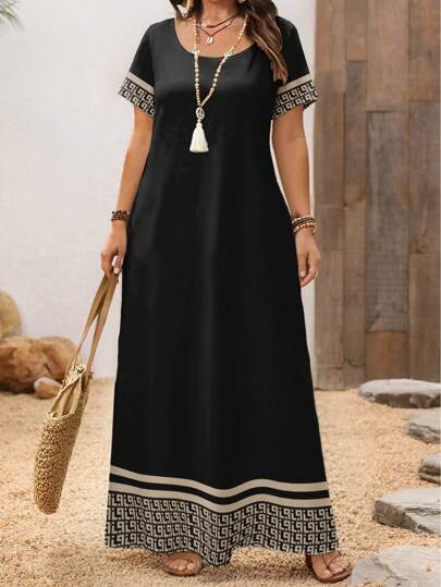 EMERY ROSE 大码花卉印花休闲连衣裙，适合夏季