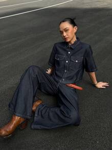 DAZY Women Denim Two Pieces Outfits - Blue - View 8