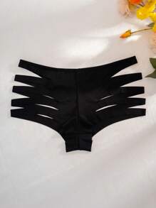 AltCore Women's Black Punk Cut Out Fabric Boyshorts Medium Stretch Underwear - Black - View 8