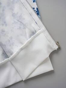 EMERY ROSE Chaqueta con cremallera con estampado floral pequeño casual, para primavera/otoño