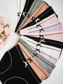 Tween Girls Ribbed Seamless Panty With Bow Decor, Underpants Back To School Fashion - Multicolor - View 4