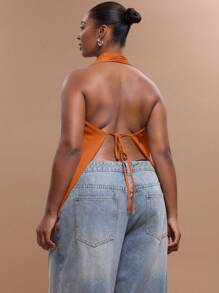 MUSERA 加大码雪纺超大露背吊带上衣，适合外出、性感、俱乐部、假日、夏季度假、狂欢、节日、音乐会、伊比沙岛秋冬圣诞节