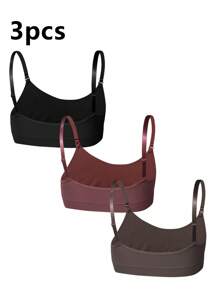SHEIN 3 Pcs/Set Plus Size Seamless Wireless Bras Without Padding - Multicolor - View 5