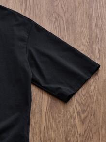 SWAVVY Standard Size Men's Black Short Camera Print T-Shirt, Fashionable For Summer - Black - View 5