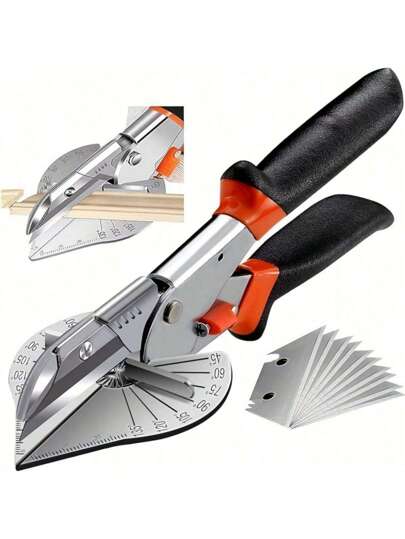 1 adet Çok Açılı Gönye Makas Kesici - Ayarlanabilir 45-135 Derece, Karbon Çelik, Siyah, 2 Bıçaklı, Plastik, PVC, Kalıplama Kesimi İçin, Endüstriyel Alet, İnşaat, Kendin Yap Projeleri / Ev Geliştirme / Profesyonel Kullanım, Zanaatkarlar ve Hobiciler İçin, Erkekler İçin Aletler