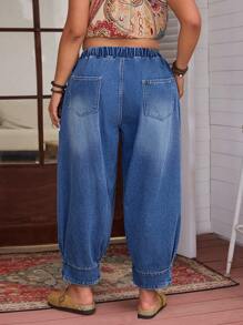 EMERY ROSE Plus Size Women Casual Elastic Waist Jeans, All Season