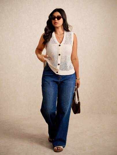 Elaquor 大码针织背心，夏季时尚