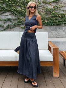 DAZY Women Two Pieces Outfits For Daily Wear - Navy Blue - View 3