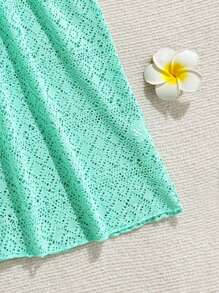 女孩度假风格白色钩针中长款沙滩罩衫 - 彩色 - 查看 5