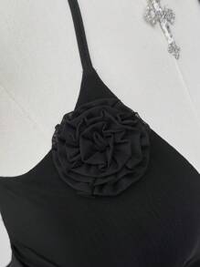 Sunspun Plus Size Women V Neck Sleeveless Casual Vacation Party Summer Dress - Black - View 4