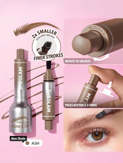 SHEGLAM Brow-Fection 斜角刷 & Dip-Ash 頭髮狀筆觸液體 Eyeborw Eyeborw 凝膠筆易於著色持久快乾自然造型勾勒輪廓填充眉妝 品牌 美容 化妝 化妝品 適合女性與女孩 完美搭配夏季春季 Y2K 時尚 流行 生日 母親節禮物 假期 派對準備就緒 最佳顏色