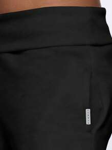 SUMWON WOMEN 超柔软阔腿休闲裤高腰宽松运动瑜伽健身裤带侧袋休闲日常舒适 - 黑色 - 查看 4