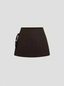 Sweetra 性感蝴蝶结腰高开衩 A 字迷你裙，女式，春夏