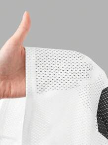 Conjunto de 2 piezas para niña preadolescente con camiseta de cuello en V de manga corta holgada con estampado numérico y alfabético, y pantalones cargo de pierna ancha - Blanco y Negro - Ver 11