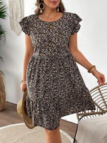 SHEIN VCAY Plus Size Short Sleeve Dress, Fashionable For Summer - Multicolor - View 5