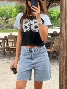 Jouncy Damen Lässig Raglan Kurzarm Rundhals T-Shirt, geeignet für Sommer Konzerte im Freien