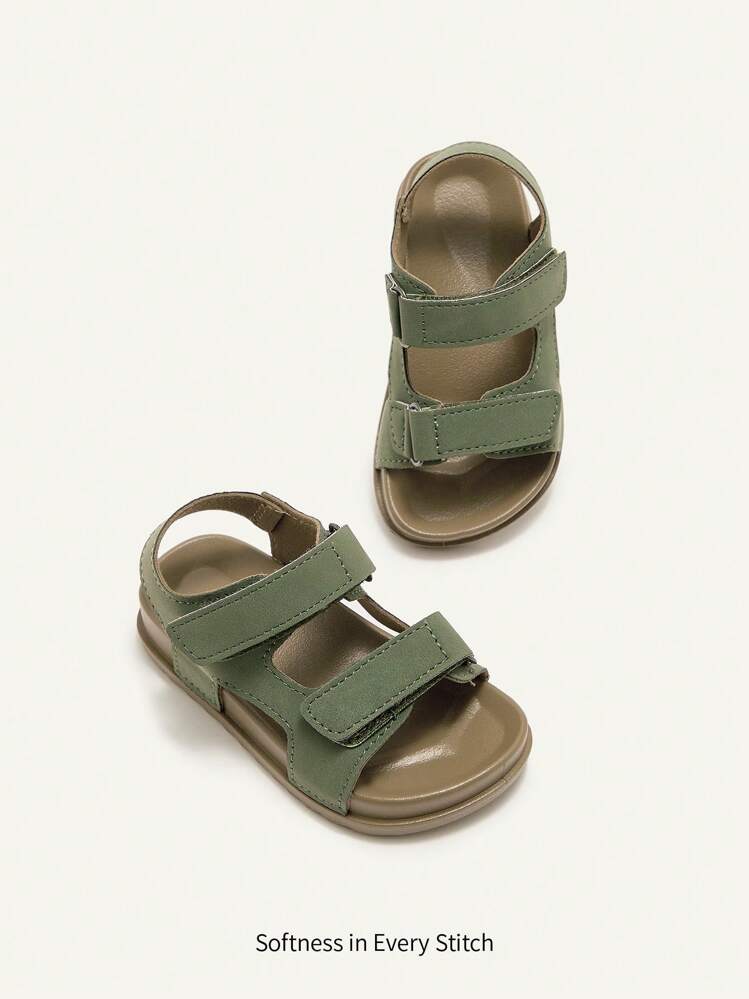 Cozy Pixies 1 Pair Kids Summer Casual Hook-And-Loop Green Military All-Match Fashion Versatile Boys Toddler Soft Bottom Flat Sandals - Army Green - View 2