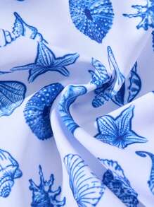 3pcs Tween Girls Fashionable Shell Print Bikini Sets - Multicolor - View 6