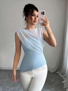 Elenzga Chaleco ajustado de malla elegante para mujer, adecuado para el verano