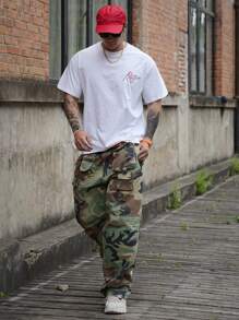 DAZY Men Heart Print Round Neck Short Sleeve Tee - White - View 1