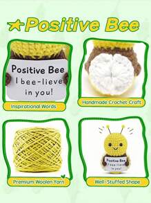 1pcMini Funny Positive Bees, Emotional Support Positive Potato Creative Gift, Handcrafted Crochet Bee Party Decor With Inspirational Card, Versatile Tabletop Or Car Ornament, Express 'I Believe In You' To Friends And Family Birthday