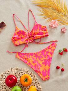 Swim Mod Bikini Swimsuit, Wireless Camisole Swimwear With Triangle Bottom, Fashion For Summer - Multicolor - View 2