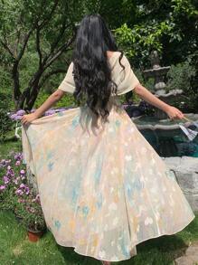 DAZY 女士中长款网纱连衣裙，时尚百搭，适合夏季度假穿着，也适合复活节等节日穿着。 - 綠色 - 查看 8