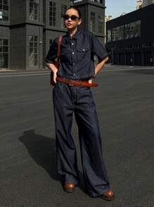 DAZY Women Denim Two Pieces Outfits - Blue - View 1