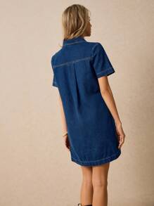 Poéselle Women's Short Sleeve Zip Up Half Placket Casual Denim Dress Women's Denim Dress Zipper Front Short Sleeves Shirt Collar Summer Women Outfit Summer Women Dresses Boho Summer Dress Beach Women Dresses Summer Clothes Spring Women Outfits Western Wear Women Spring Women Dresses Spring Dress Summer Women Clothes Festival Outfits Y2k Clothes Cowgirl Women Outfits Summer Outfits Spring Clothes Western Women Clothes Work Women Clothes