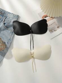 SHEIN 2pcs/Set Adhesive Bras, Suitable For Everyday Wear - Black and White - View 1
