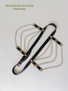 Women's Fashion Multi-Layer Chain Decor Waist Chain - Black - View 6