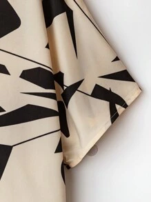 Linhara CURVE 2 chiếc/Bộ áo thun cổ tròn tay ngắn họa tiết hình học cỡ lớn cho nữ và quần short rộng thắt nơ eo, trang phục mùa hè thời trang, giản dị và thanh lịch - Nhiều màu - Xem 4