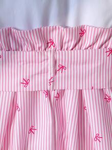 SHEIN Elladie kids 女孩夏季新款时尚优雅连衣裙，衬衫拼接设计配腰带，优雅 OL 通勤风格连衣裙 - 粉色 - 查看 8