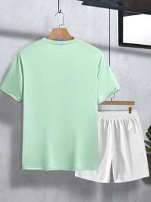 Manfinity Homme Men's Casual Simple T-Shirt And Shorts Set, Summer Summer Outfits For Men - Multicolor - View 2