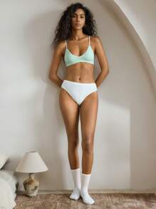 Ocili Ocili Camiseta sin costuras y elástica de punto sin aro para mujeres