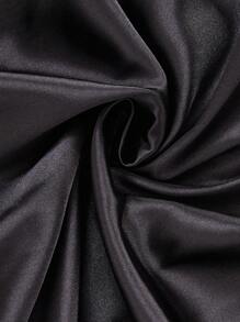 Girls Pajamas Set, Soft Solid Color Waffle Knit Applique Heart, Collar Button Short Sleeve & Shorts 2pcs For Teens - Black - View 8