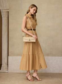 MOTF PREMIUM 方形顶部提手搭扣包 - 米色 - 查看 6