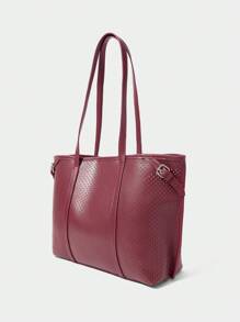 SHECARRY Women's Fashionable Daily Commute Large Capacity Shoulder Bag - Burgundy - View 4
