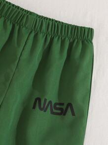 SHEIN 3pcs Set Young Boy Graphics Knit T-Shirt And Shorts With Bag - Multicolor - View 5