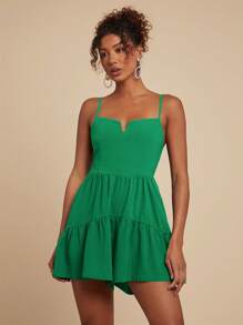 Travachic Green Ruffled Hem Casual Fashionable Jumpsuit - Green - View 1