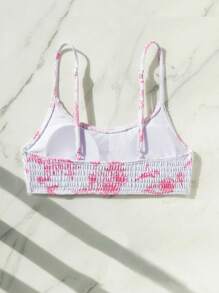 Swim Mod Women Floral Print Bikini Top, Random Print For Summer Beach Vacation - Pink - View 2