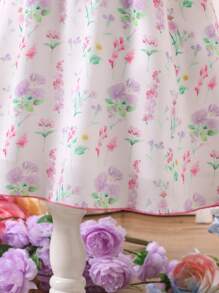 SHEIN Young Girls' Ditsy Floral Ruffle Trim Flared Cap Sleeve Cute Princess Party Dress, Spring/Summer - Multicolor - View 4