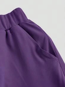 TaskEZ 纯色手术服上衣和裤子手术服套装 - 紫色 - 查看 6