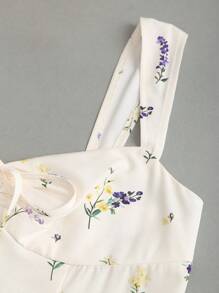 Sweetra 女士春夏新款通勤、度假、海滩宽肩带褶饰蝴蝶结 A 字迷你连衣裙 - 彩色 - 查看 3