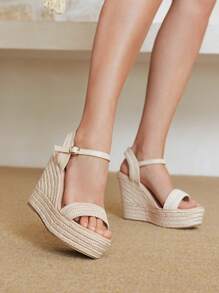 Styleloop Women's Summer Casual Platform Wedge Sandals - Beige - View 4
