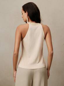 Anewsta 夏季、节日、假日、度假优雅女士连衣裙、海滩 Oldmoney 女士背心 - 杏色 - 查看 2