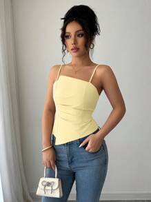 Elenzga 女士优雅褶皱设计吊带背心