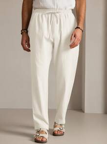 Manfinity VCAY Pantaloni lunghi casual da uomo, per business o uso quotidiano, di colore unito, tessitura, stile giovane alla moda