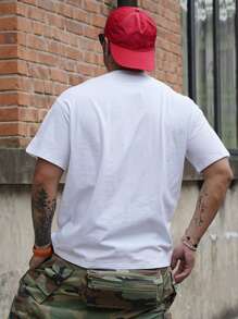 DAZY Men Heart Print Round Neck Short Sleeve Tee - White - View 2