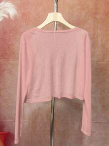 INAWLY Women's Plain Lightweight Casual Cardigan For Spring And Summer Fall Winter Cloth For Women - Pink - View 2